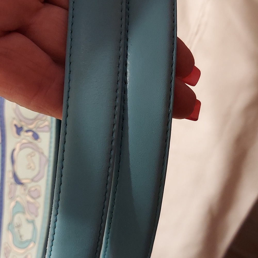 EMILIO PUCCI-Vintage authentic Pucci print Blue,Turquoise Canvas & Leather bag - Picture 10 of 15